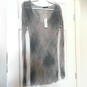 NWT Nordstrom Sleeve Gray Crochet Top / Coverup